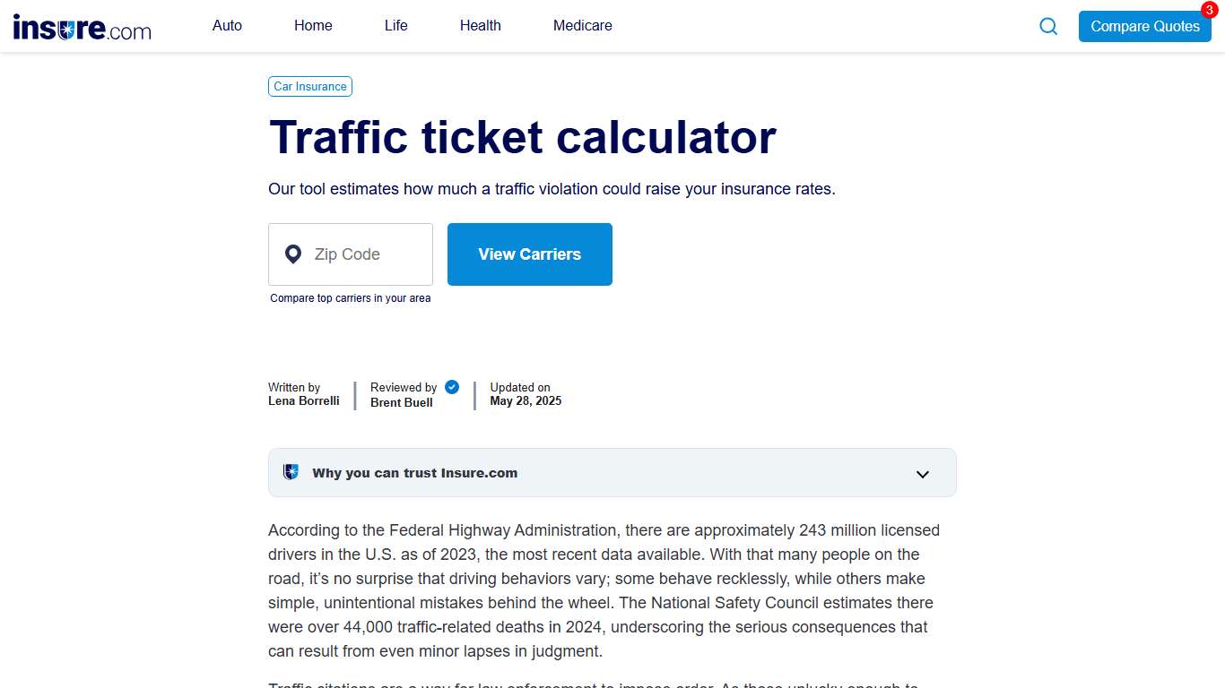 Traffic Ticket Calculator | Calculate Speeding Ticket Cost