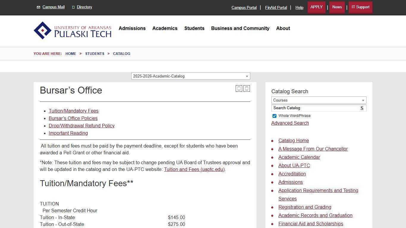 Bursar’s Office - University of Arkansas - Pulaski Technical College